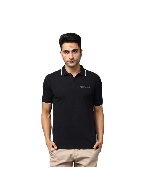 Greys & Blues Pima Polo T-Shirt - Black With White Tipping